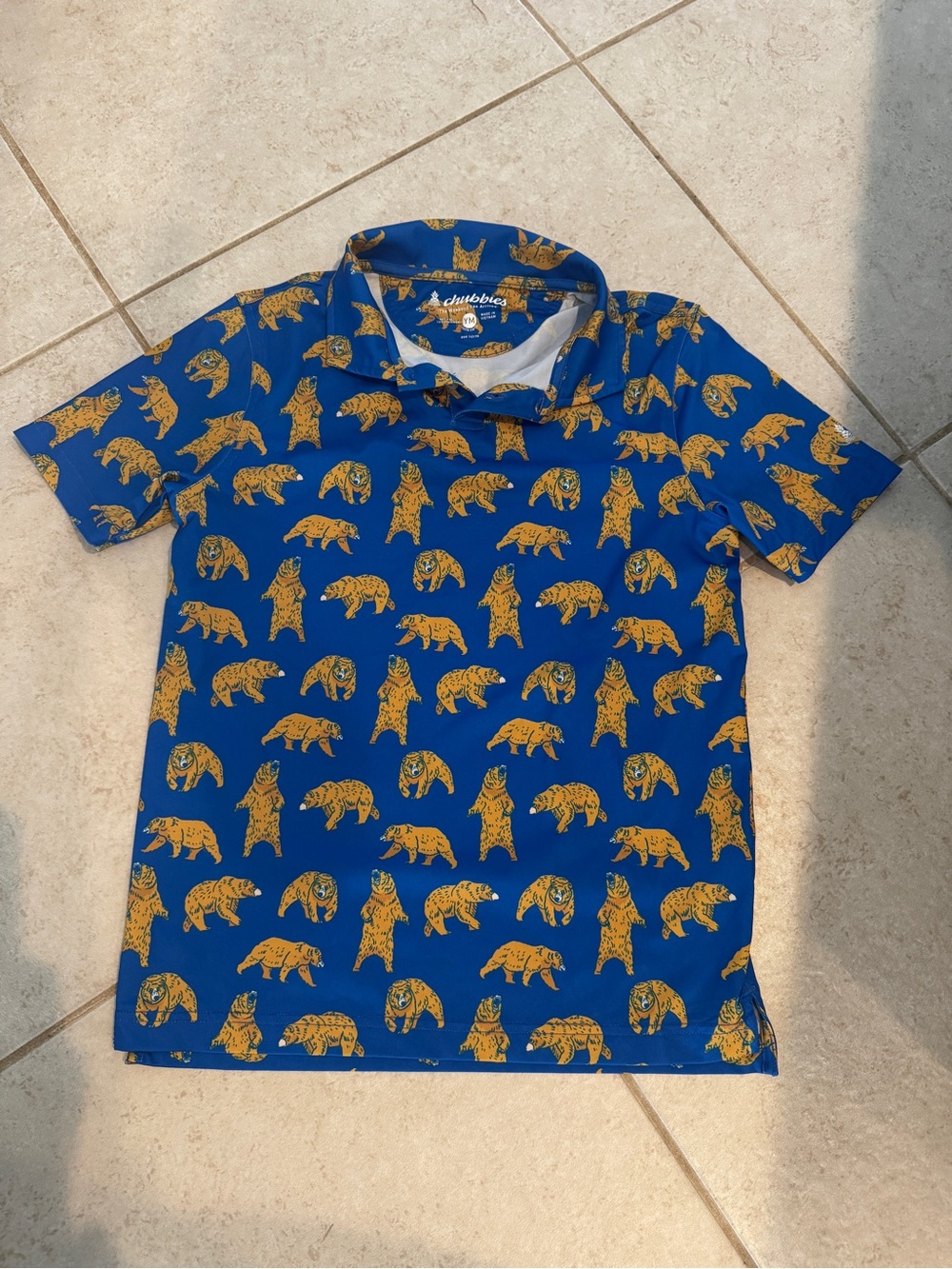 Chubbies Polo Shirt with Yellow Bear Print